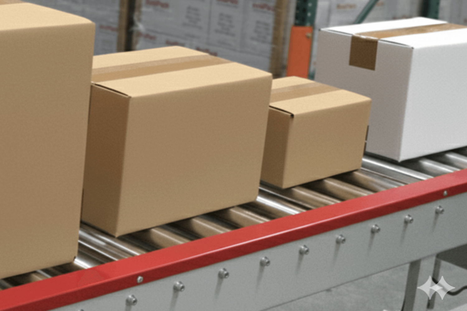 Boxes on a packaging line